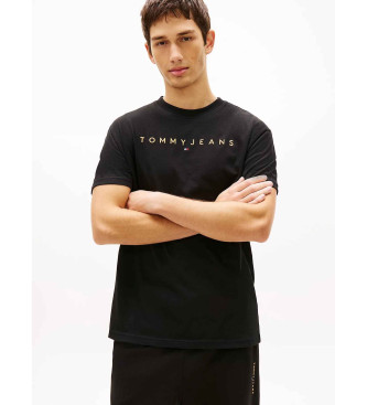 Tommy Jeans Strikket T-shirt med sort line�rt broderet logo