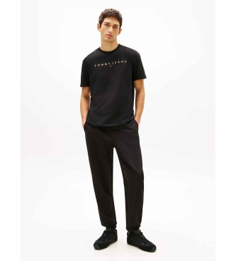 Tommy Jeans Strikket T-shirt med sort line�rt broderet logo