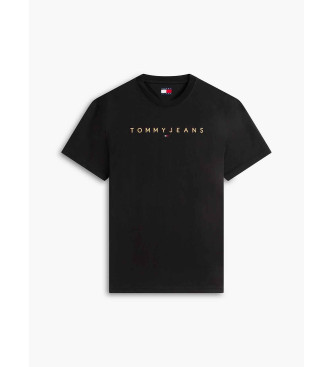 Tommy Jeans Strikket T-shirt med sort line�rt broderet logo