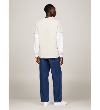 Tommy Jeans Essential T-shirt i smal passform med offwhite-logotyp