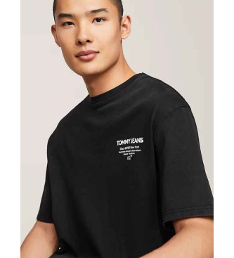 Tommy Jeans Essential T-shirt i sort garment-dyed stof