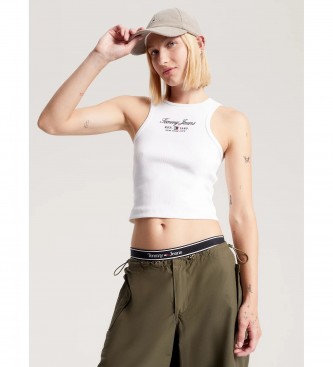 Tommy Jeans Camiseta Essential sin mangas de corte slim blanco