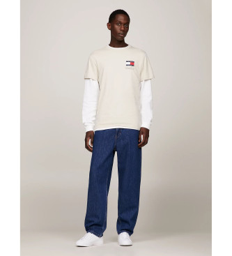Tommy Jeans T-shirt Essential Slim com logtipo bege