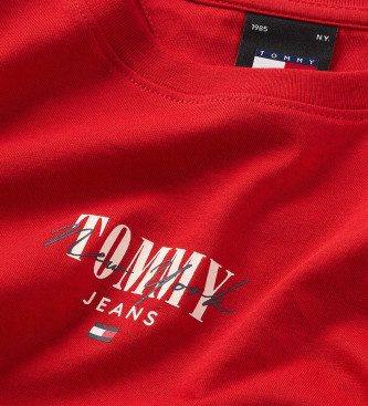 Tommy Jeans Essentieel Slim Logo T-shirt rood