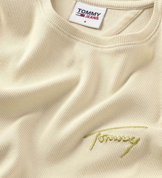 Tommy Jeans Zlata majica s podpisom, bež