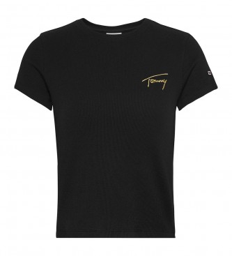 Tommy Jeans Camiseta Gold Signature negro