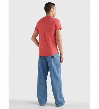 Tommy Jeans Wąska koszulka w cętki w kolorze łososiowym 