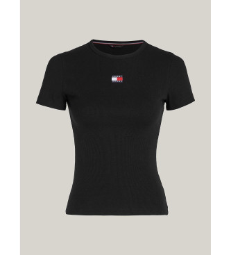 Tommy Jeans Geribd slim fit t-shirt met zwarte patch