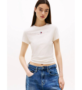 Tommy Jeans T-shirt slim fit con logo lineare bianco