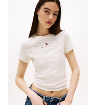 Tommy Jeans T-shirt slim fit con logo lineare bianco