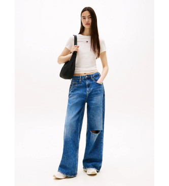 Tommy Jeans T-shirt slim fit con logo lineare bianco