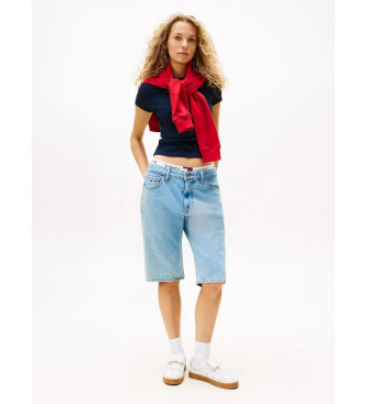 Tommy Jeans T-shirt slim con logo lineare blu navy