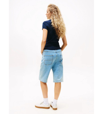 Tommy Jeans T-shirt slim con logo lineare blu navy