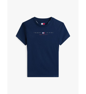 Tommy Jeans T-shirt slim con logo lineare blu navy