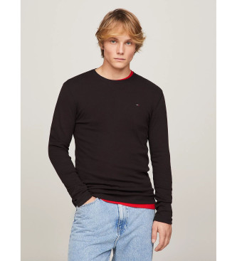 Tommy Jeans T-shirt nera slim fit a maniche lunghe