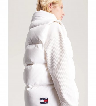 Tommy Jeans Alaska quilted waistcoat with hood white