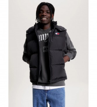 Tommy Jeans Alaska quilted waistcoat with hood, black