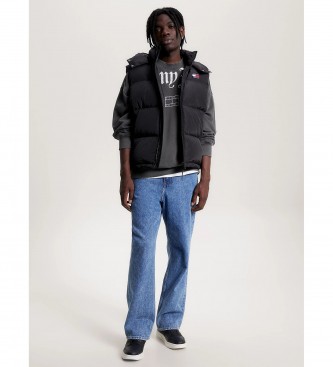 Tommy Jeans Alaska quilted waistcoat with hood, black
