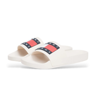 Tommy Jeans Witte teenslippers met logo