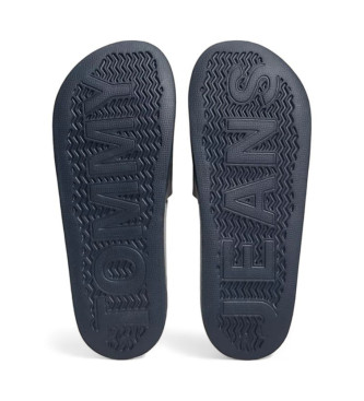 Tommy Jeans Navy embossed logo flip flops