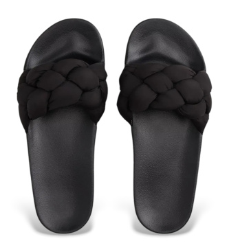 Tommy Jeans Chinelos com parte superior entran�ada almofadada preta