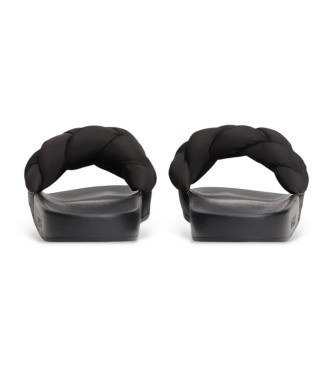 Tommy Jeans Chinelos com parte superior entran�ada almofadada preta