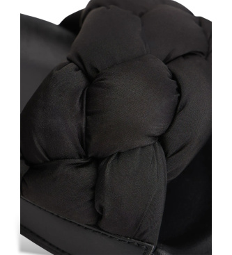 Tommy Jeans Chinelos com parte superior entran�ada almofadada preta