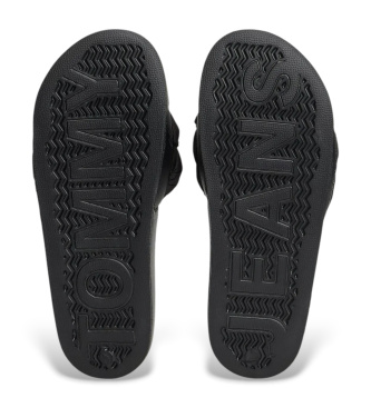 Tommy Jeans Chinelos com parte superior entran�ada almofadada preta