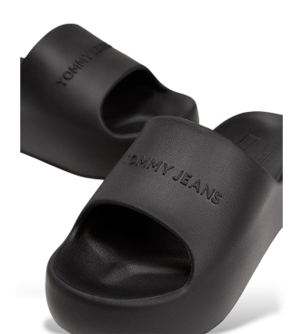 Tommy Jeans Czarne japonki z platformą i logo