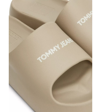 Tommy Jeans Beigefarbene Flip-Flops mit dicken Sohlen