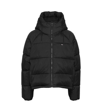 Tommy Jeans Quilted jacket with hood and zip black