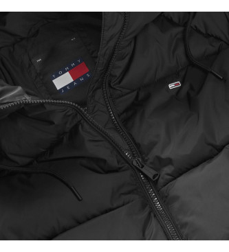 Tommy Jeans Quilted jacket with hood and zip black