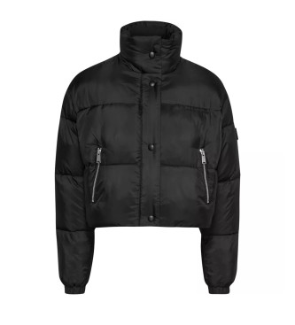 Tommy Jeans Croppad quiltad jacka med logotyp svart