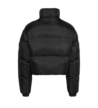 Tommy Jeans Croppad quiltad jacka med logotyp svart
