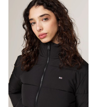 Tommy Jeans Casaco acolchoado de gola alta preto