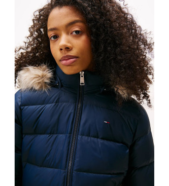 Tommy Jeans Marineblaue, glnzende Daunen-Steppjacke