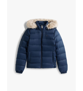 Tommy Jeans Marineblaue, glnzende Daunen-Steppjacke