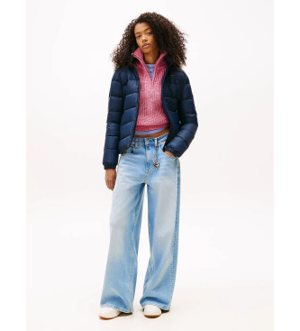 Tommy Jeans Casaco acolchoado de penas brilhantes azul-marinho