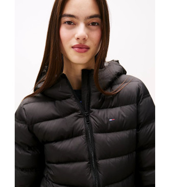 Tommy Jeans Quiltet dunjakke med htte, sort