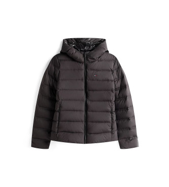 Tommy Jeans Quiltet dunjakke med htte, sort