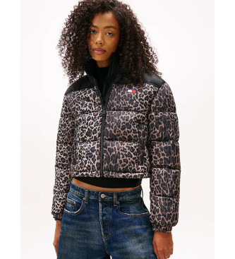 Tommy Jeans Schwarze Leoparden-Steppjacke und weite Jacke