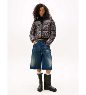 Tommy Jeans Schwarze Leoparden-Steppjacke und weite Jacke