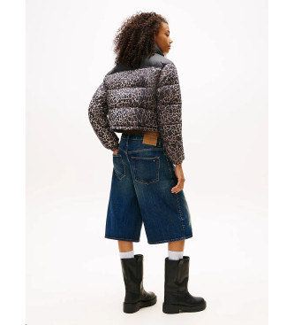 Tommy Jeans Schwarze Leoparden-Steppjacke und weite Jacke