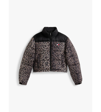 Tommy Jeans Schwarze Leoparden-Steppjacke und weite Jacke
