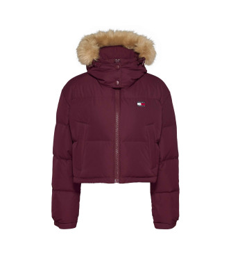 Tommy Jeans Alaska rdbrun quiltet jakke med cropped snit