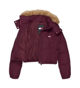 Tommy Jeans Alaska maroon cropped quilted jacket with maroon cropped cut