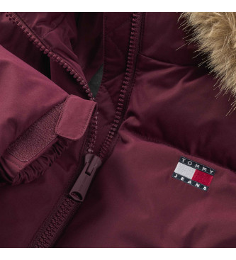 Tommy Jeans Alaska maroon cropped quilted jacket with maroon cropped cut