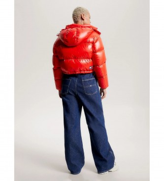 Tommy Jeans Pikowana kurtka z recyklingu Alaska czerwona