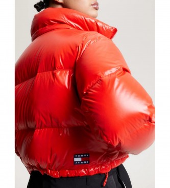 Tommy Jeans Pikowana kurtka z recyklingu Alaska czerwona