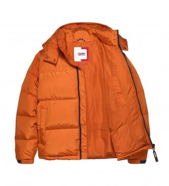 Tommy Jeans Jakna Alaska casual prešita jakna s kapuco oranžna